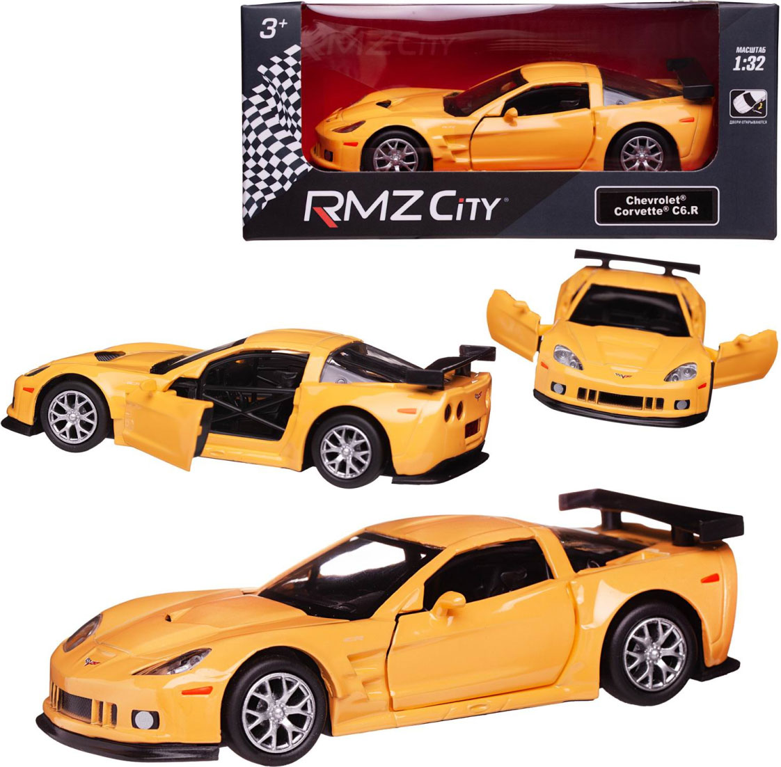 Машина металлическая Chevrolet Corvette C6-R RMZ City, жёлтая, масштаб 1:32  купить в Краснодаре в интернет-магазине LEMI KIDS