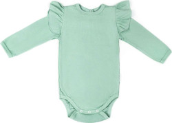 Боди детское с длинным рукавом с рюшами AMAROBABY Fashion, зеленый, р.62