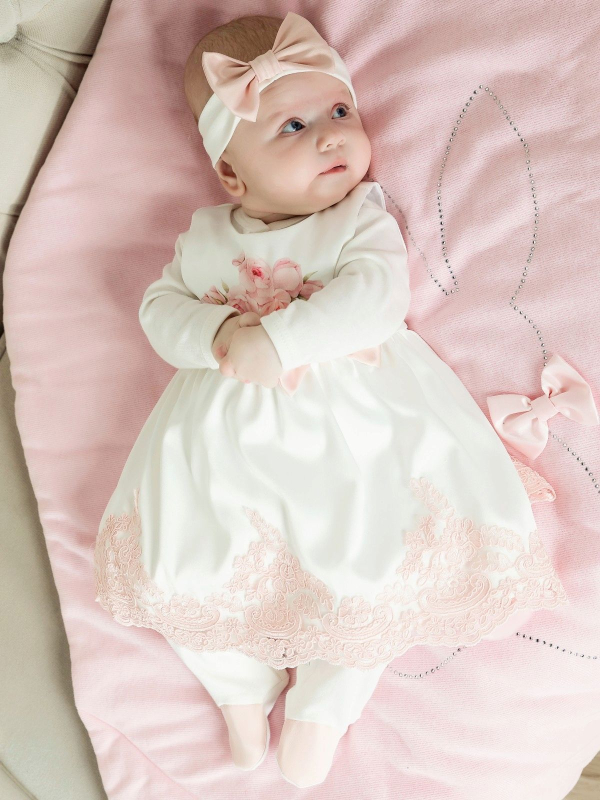Комплект на выписку Luxury Baby Принцесса, комбинезон и платье Розы 68