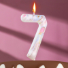 Свеча в торт Страна Карнавалия Белый мрамор цифра 7, гигант, 12,5 см