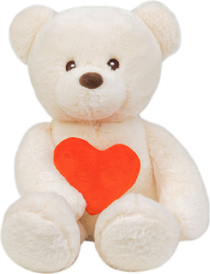 Мягкая игрушка Медведь Люк, молочный с сердцем, 35 см